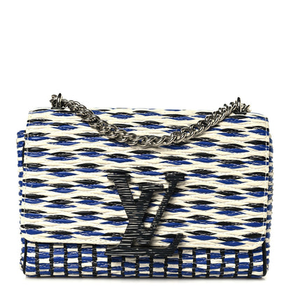 Calfskin Epi Smock Louise MM Chain Clutch Blue White Black