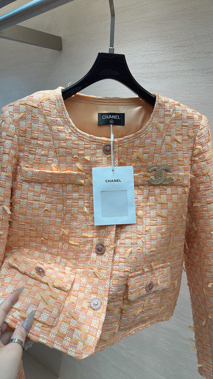 CHANEL SWEET GIRL JACKET ORANGE TWEED