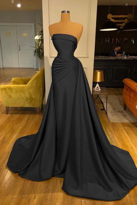 Strapless Baby Blue Elegant Mermaid Evening Dress Long With Ruffle