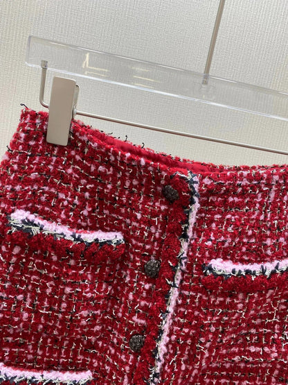 CHANEL 25S RED TWEED FOUR-POCKET SKIRT 314