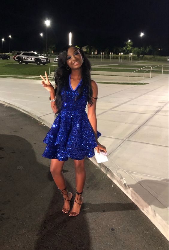 Sparkly Sequin Cocktail Dresses Short A Line Women Formal Homecoming Dress   fg3460