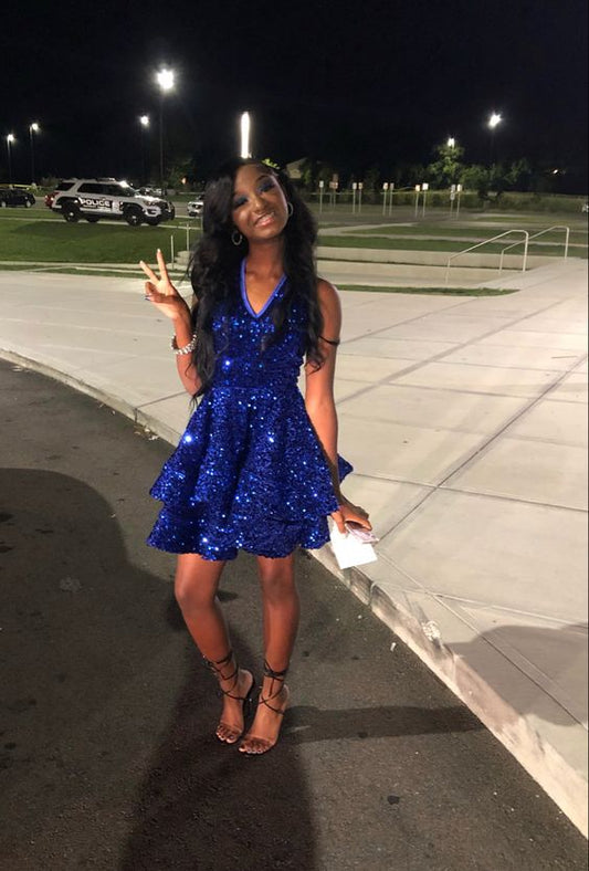 Sparkly Sequin Cocktail Dresses Short A Line Women Formal Homecoming Dress   fg3460