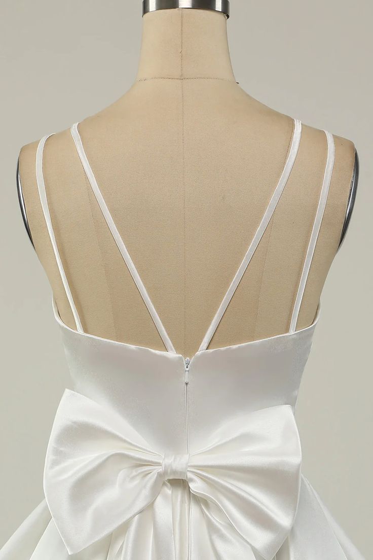 Double Straps White Satin Short Homecoming Party Dress    fg3760
