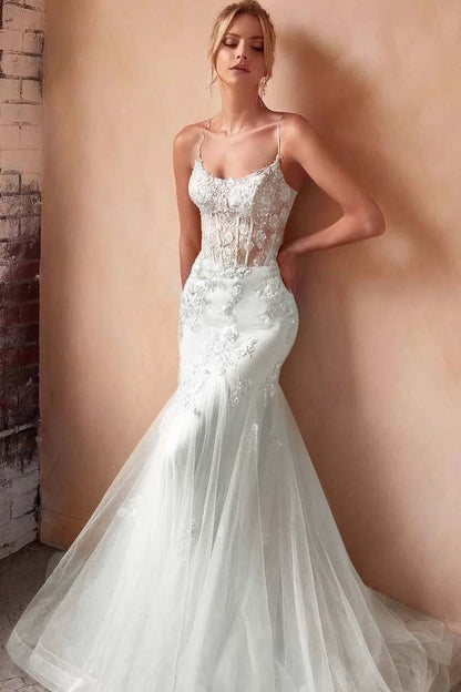 Baby Blue Sleeveless Spaghetti Strap Embroidery Mermaid Prom Dress
