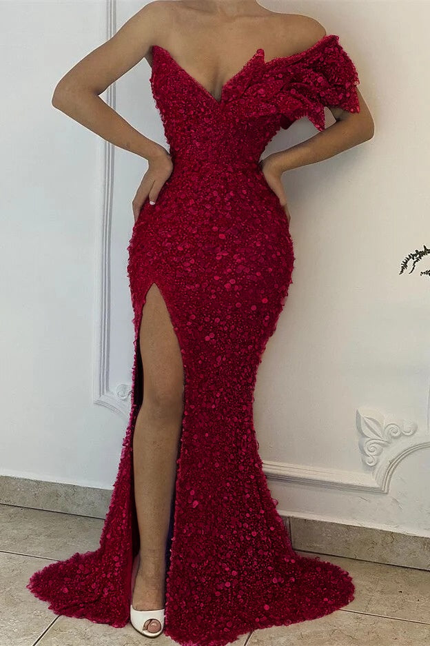 Pretty Lilac  V-Neck Off-The-Shoulder Mermaid Prom Dress