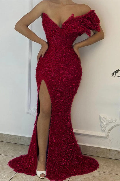Pretty Lilac  V-Neck Off-The-Shoulder Mermaid Prom Dress