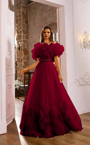 Romantic Pink Flower Off-the-shoulder Layered Couture Evening Dress