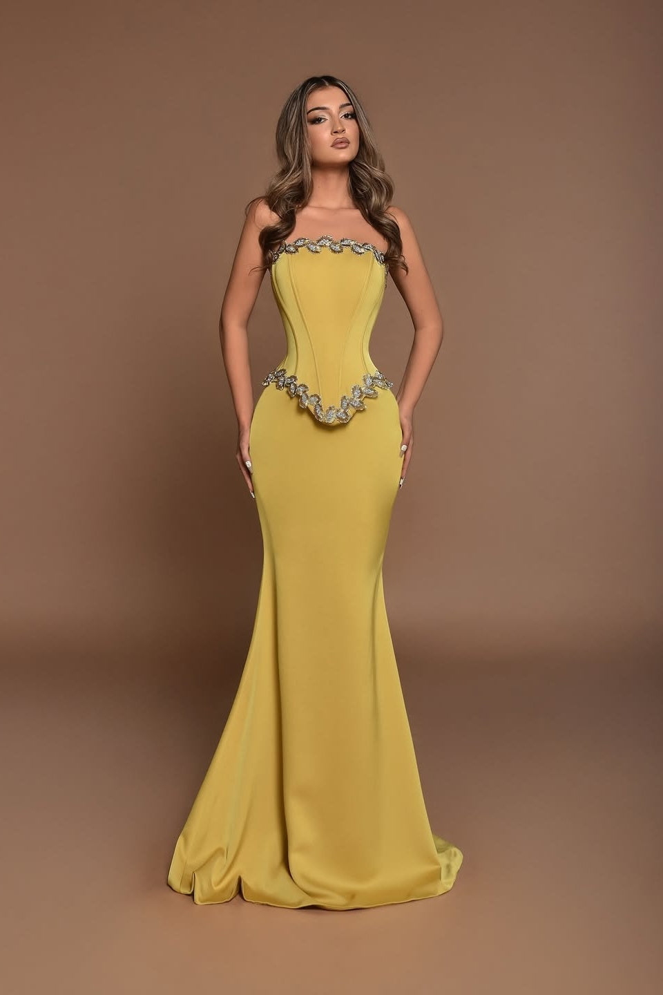 Sleeveless Strapless Mermaid Prom Dress With Beads
