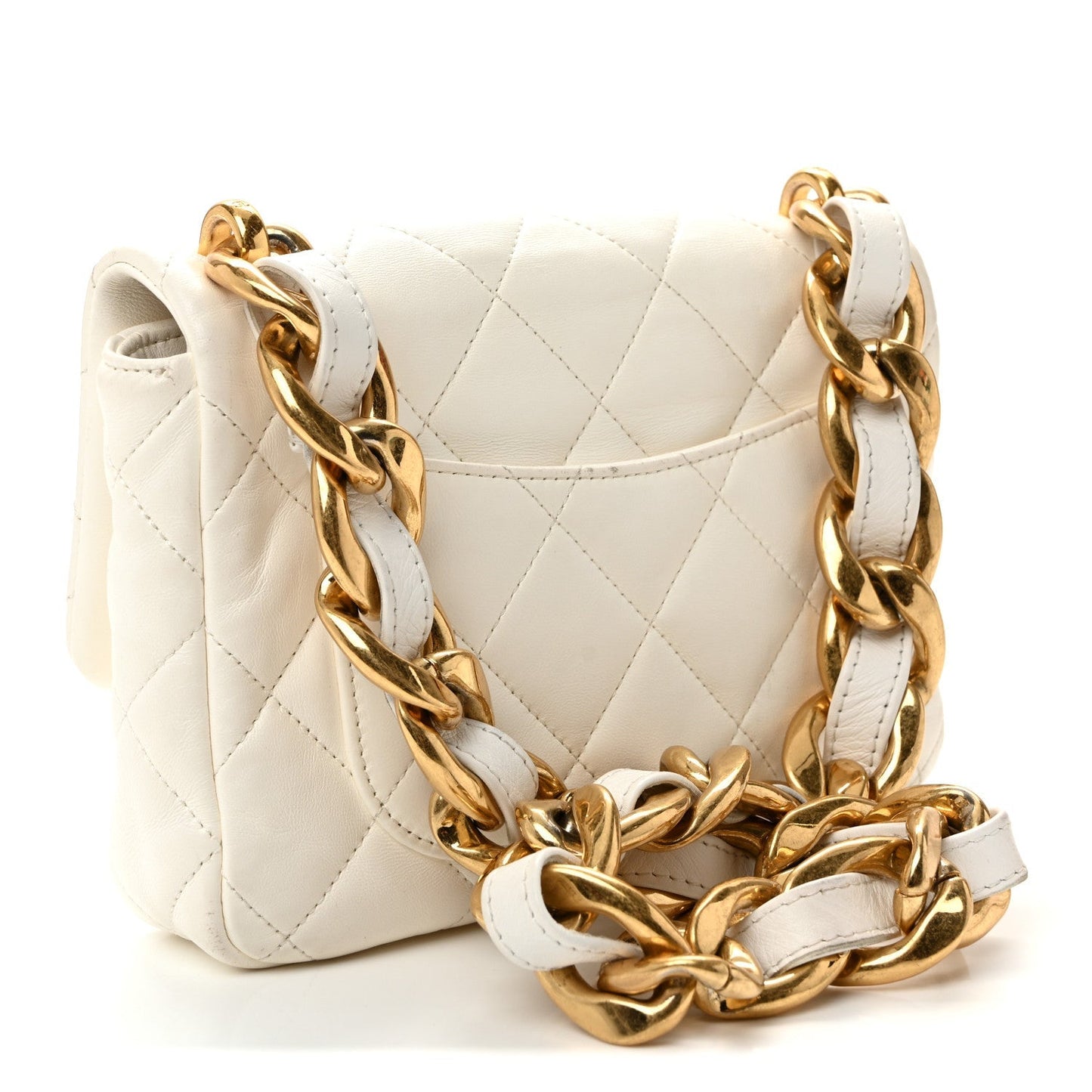 Lambskin Quilted Small CC Funky Town Flap White