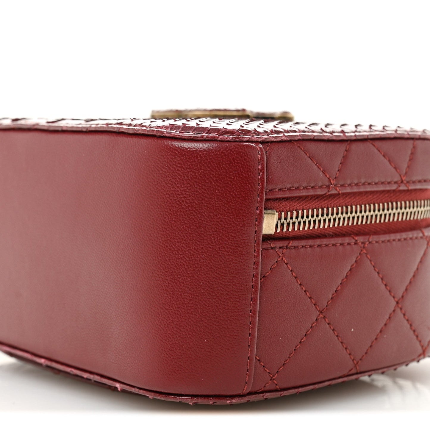 Snakeskin Calfskin Quilted Small Coco Curve Vanity Burgundy