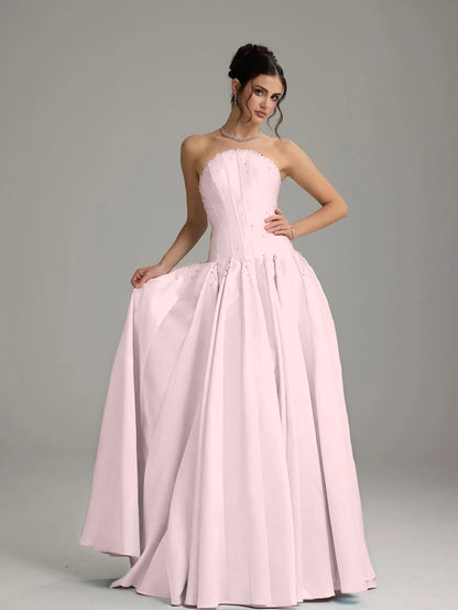 Graceful Sky Blue Straight Across Sleeveless Beaded Pleated Evening Dress