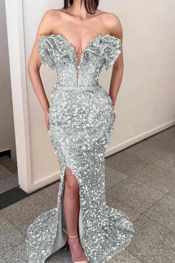 Gold Sequins Mermaid Evening Dress Sleeveless