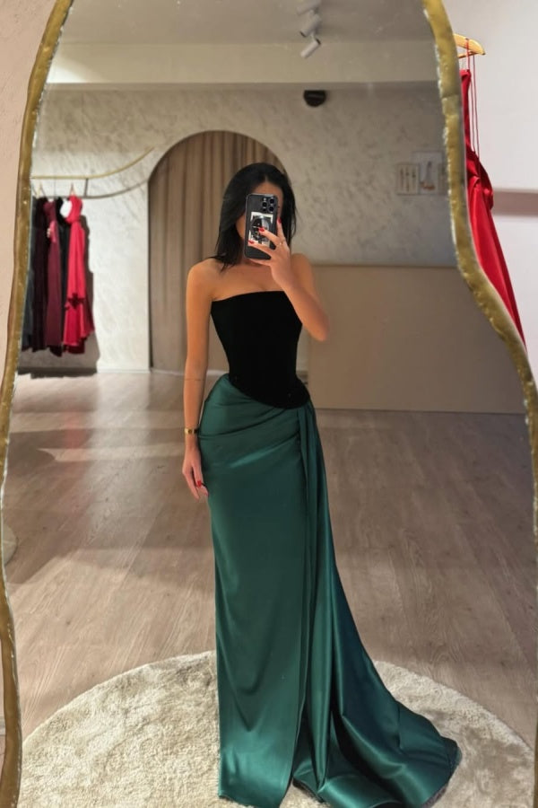 Strapless Long Prom Dress Sleeveless with Slit