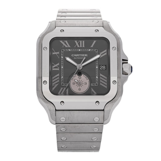 Stainless Steel 40mm Santos Dual Time Automatic Watch Grey