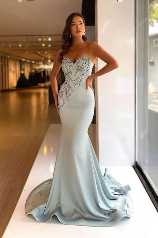 Pretty Long Prom Dress Mermaid Sweetheart With Beads