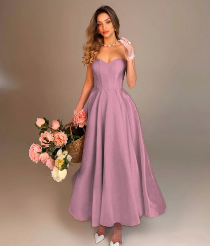 Elegant Sky Blue Sleeveless Sweetheart A-Line Evening Dress