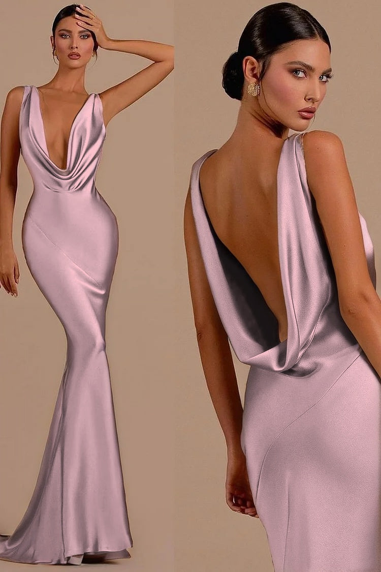 Charming Mermaid Red Sheath Halter Long Prom Dress