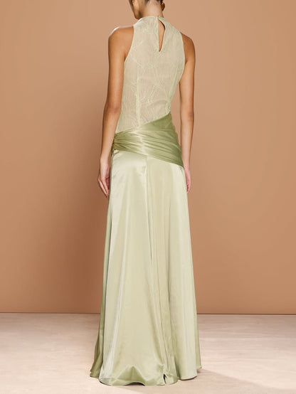 Chic Sleeveless High Neck Prom Dress With Embroidery