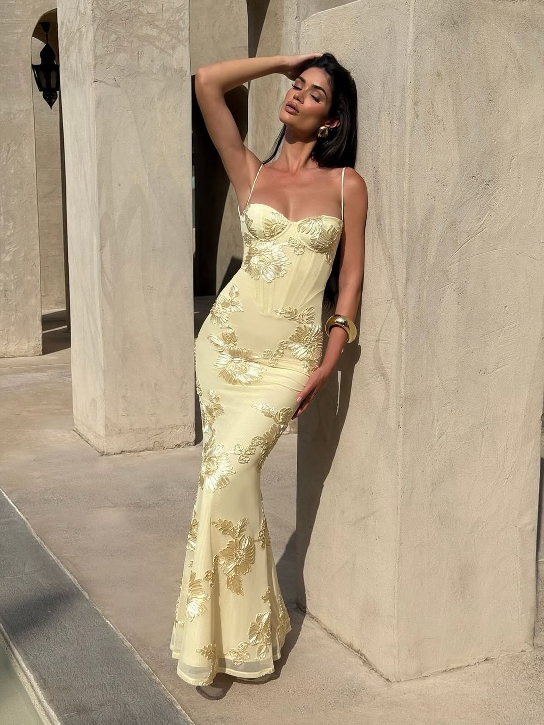 Sleeveless Spaghetti Straps Mermaid Prom Dress With Embroidery
