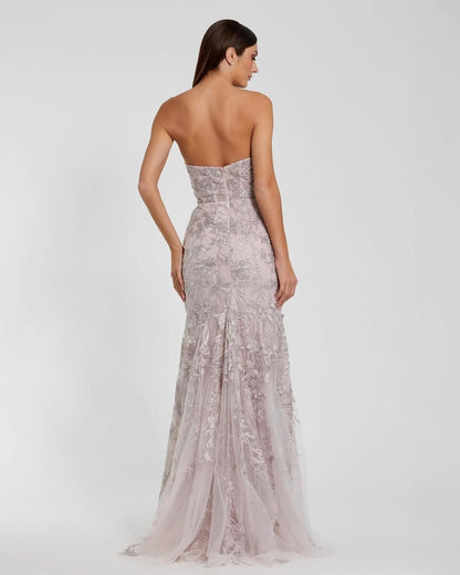 Stunning Sleeveless Strapless Beading Embroidery Prom Dress With Handmade Flower