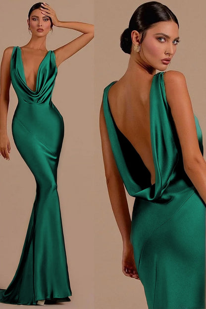 Charming Mermaid Red Sheath Halter Long Prom Dress