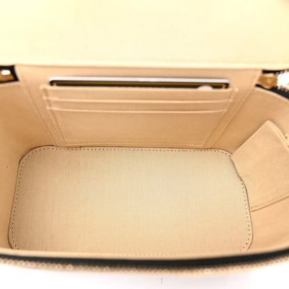 Lambskin Quilted Pearl Crush Small Vanity Case With Chain Black