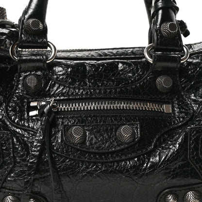 Agneau Arena Mini Le Cagole Duffle Crossbody Bag Black