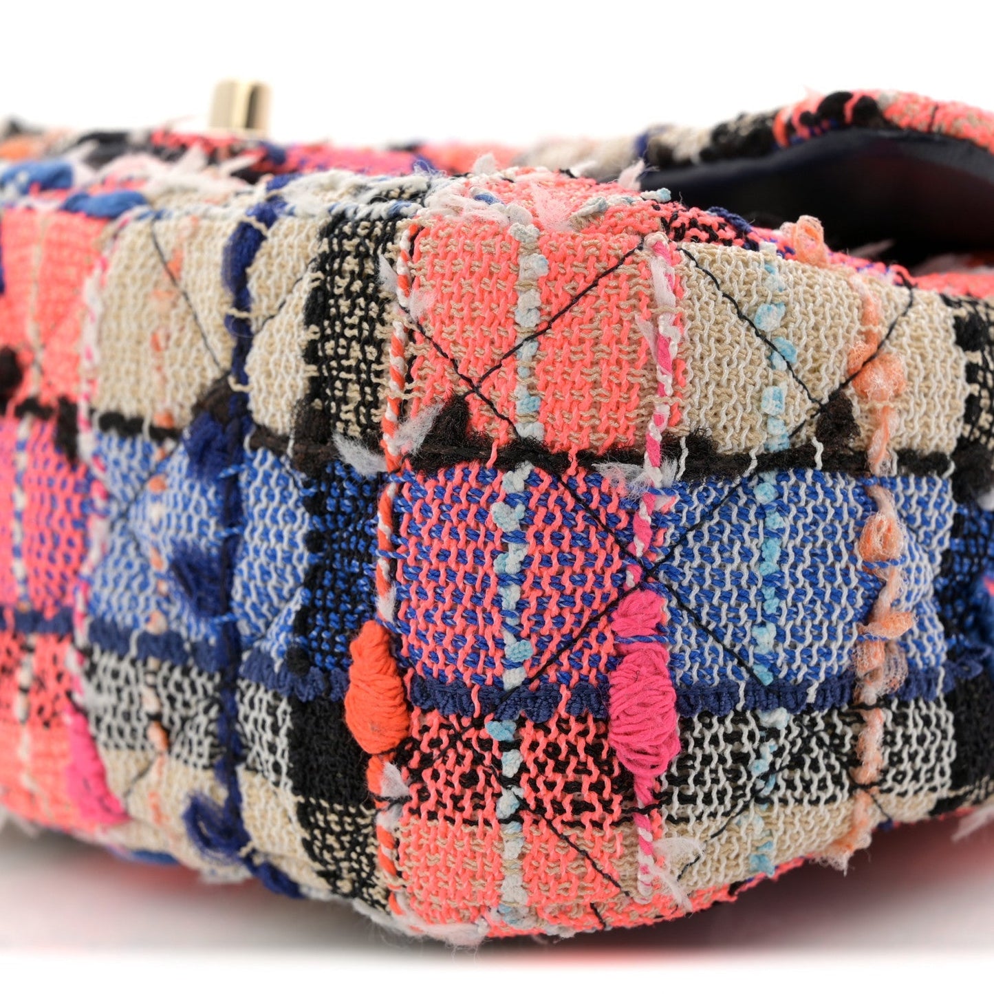 Tweed Quilted Mini Rectangular Flap Blue Orange Pink