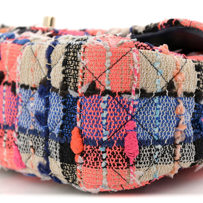Tweed Quilted Mini Rectangular Flap Blue Orange Pink