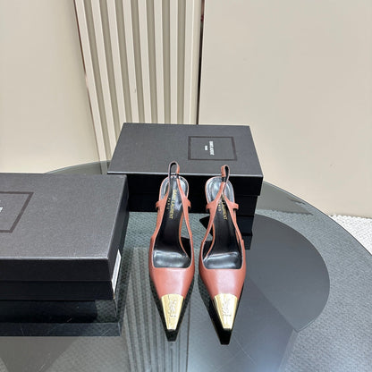 SL JEANNE SLINGBACK PUMPS RUST CALFSKIN