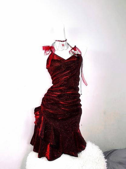 Vintage Spaghetti Straps Burgundy Ruffle Short Homecoming Dress Birthday Outfits S608
