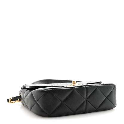 Lambskin Quilted Small CC Links Flap Black