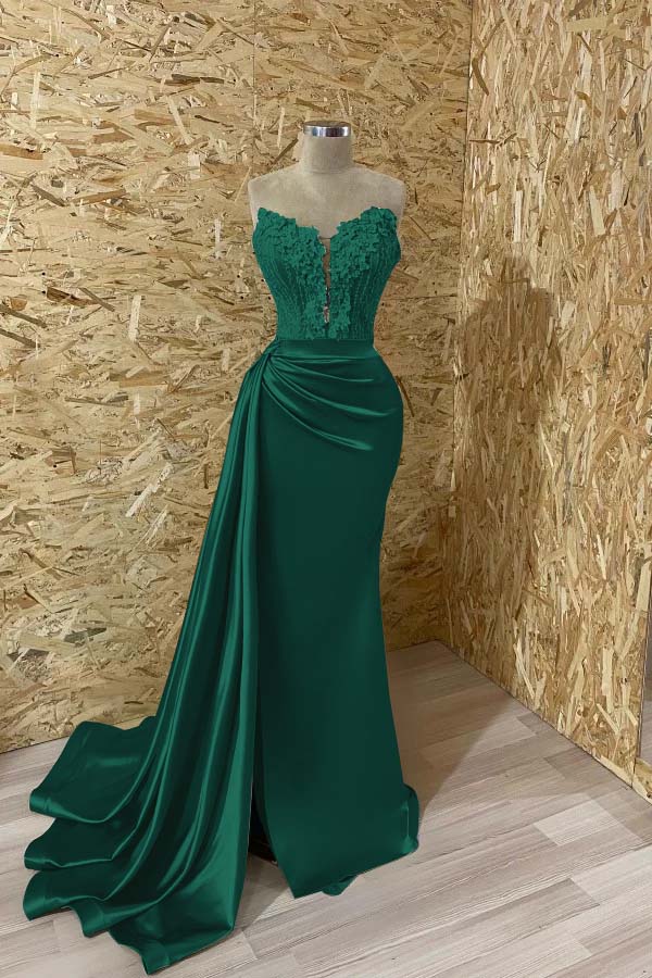 Sleeveless Mermaid Evening  Appliques Dress With Slit