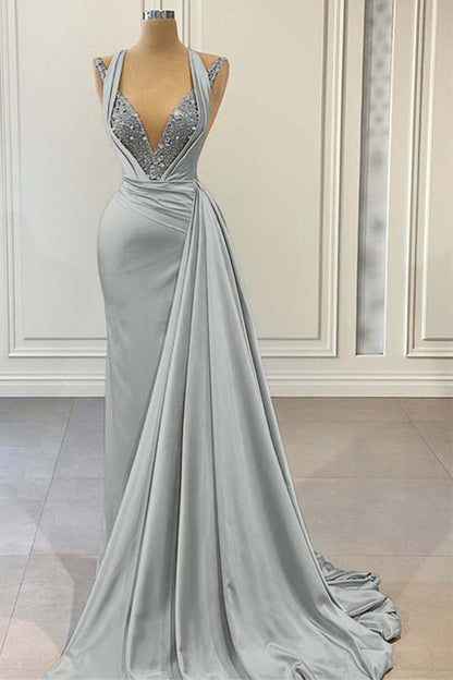 Elegant Pink Halter Sleeveless With Sequins Evening Dress