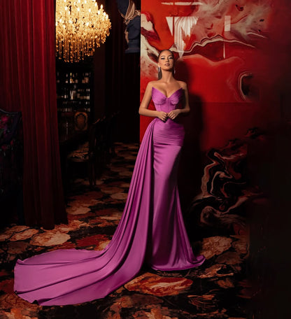 Sleeveless Strapless V Neck Mermaid Prom Dress With Tail