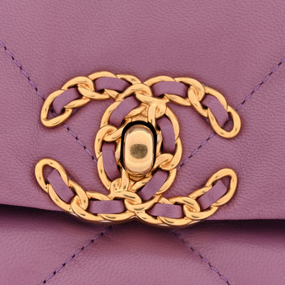 Goatskin Quilted Medium Chanel 19 Flap Purple