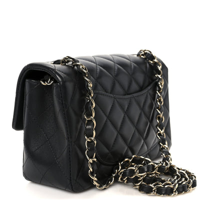 Lambskin Quilted Mini Rectangular Flap Black