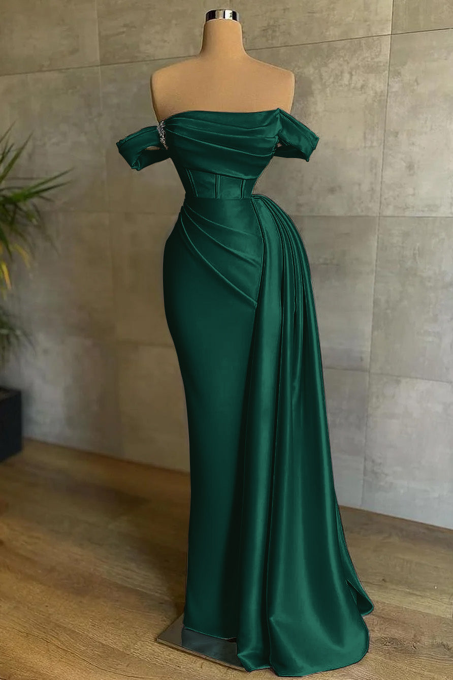 White Mermaid Prom Dress Off-The-Shoulder