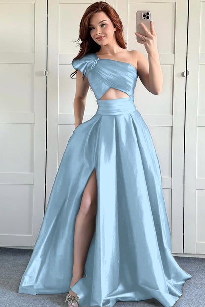 Sleeveless Asymmetric A-Line Beads Prom Dress