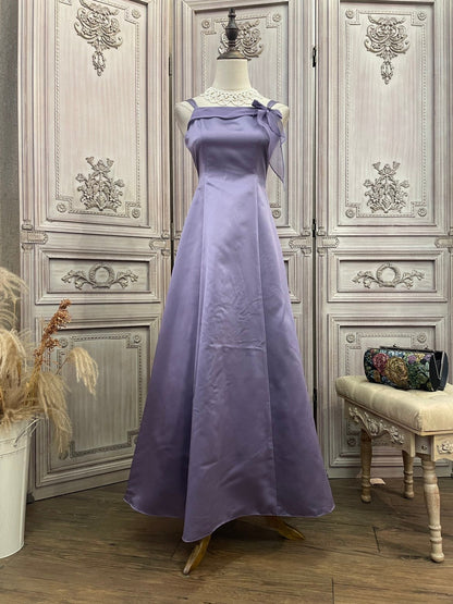 Elegant Light Purple Spaghetti Strap Square Neck A-Line Satin Long Prom Dress Evening Dress P4737