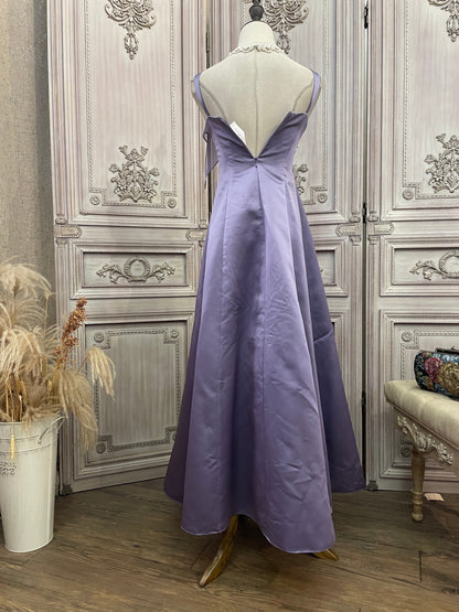 Elegant Light Purple Spaghetti Strap Square Neck A-Line Satin Long Prom Dress Evening Dress P4737