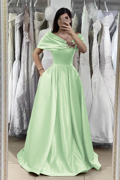 Gorgeous Off-The-Shoulder Mermaid A-Line Prom Dress With Beadings Online Fuchsia