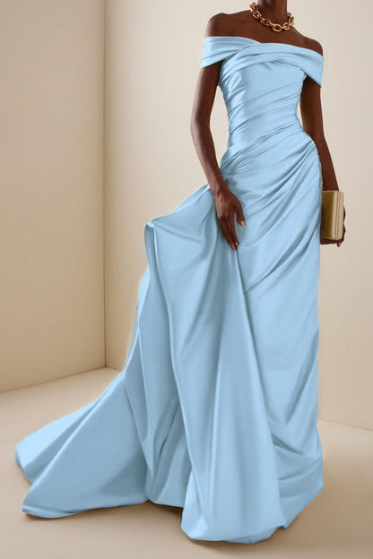 Glamorous Off the Shoulder Sleeveless Long Evening Dress With Pleated