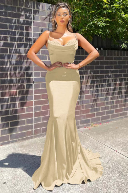 Long Spaghetti-Straps Mermaid Prom Dress
