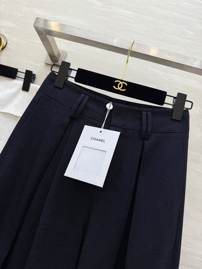 CC Straight-Leg Wide-Leg Trousers Black Cotton 346625