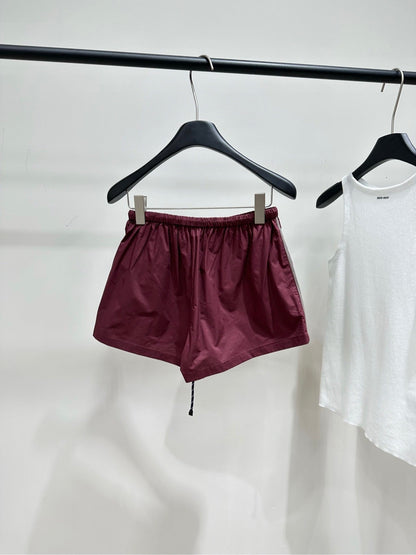 Miu Shorts Burgundy Windproof Fabric 349727