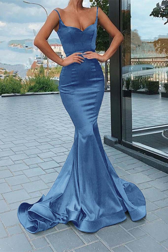 Black Spaghetti-Straps Mermaid Prom Dress