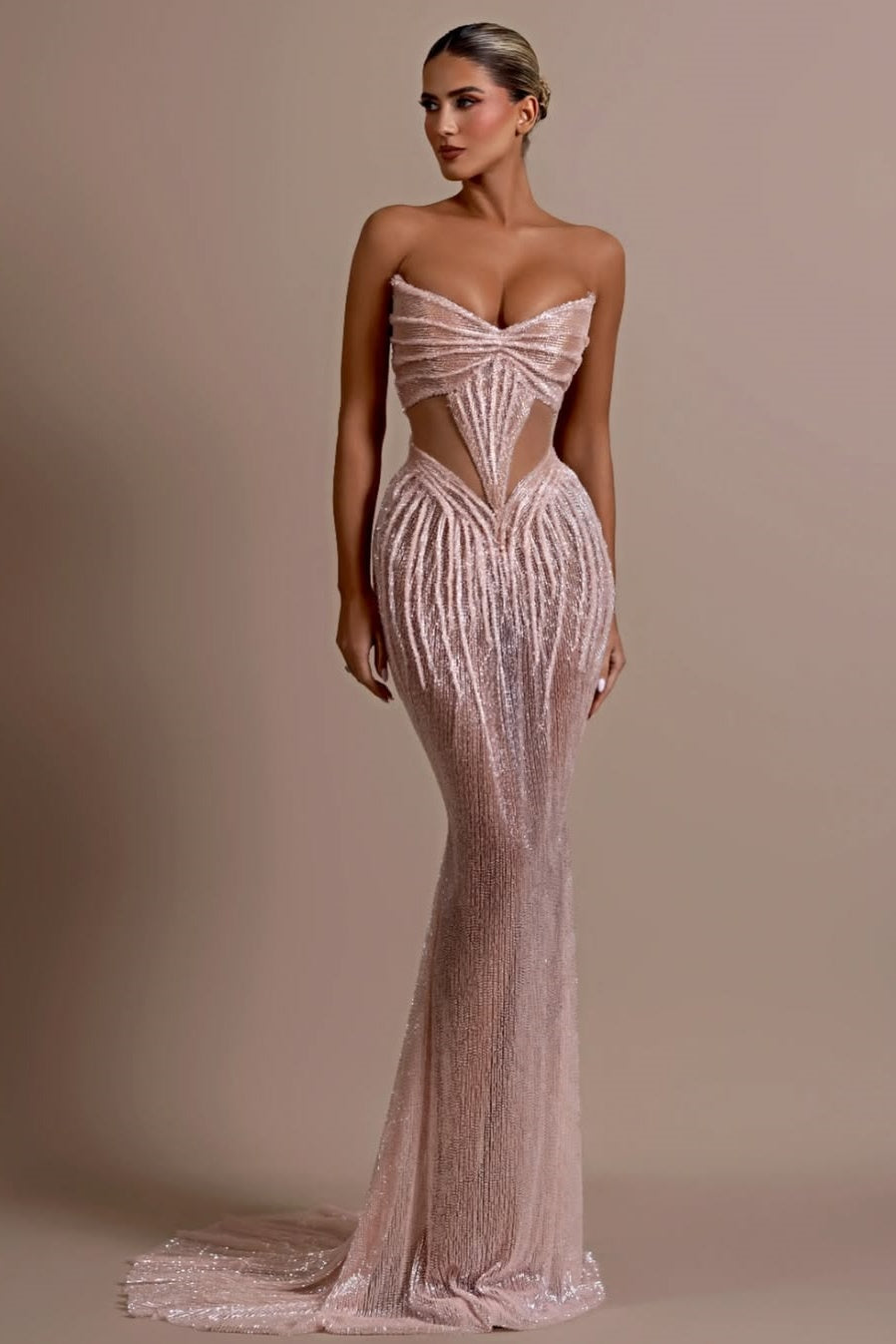 Sexy Sleeveless V-Neck Mermaid Prom Dress With Beads