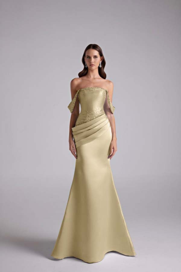 Sleeveless Sweetheart Strapless Off Shoulder A Line Long Prom Dress With Beading