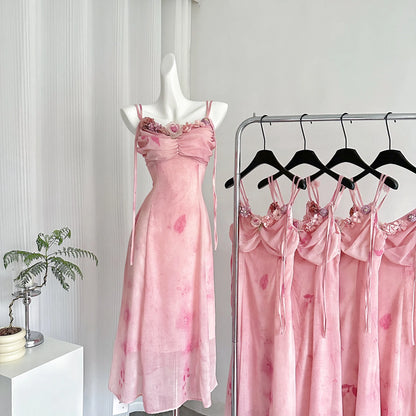 Elegant A Line 3D Flower Print Floral Chiffon Long Evening Dress Outfits SH1815